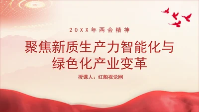 2025年两会学习聚焦新质生产力智能化与绿色化产业变革党课PPT