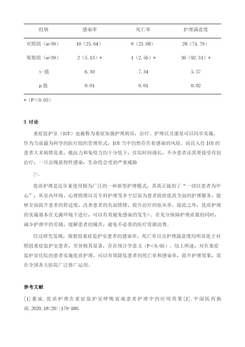 在重症监护室中应用优质护理的效果观察.docx