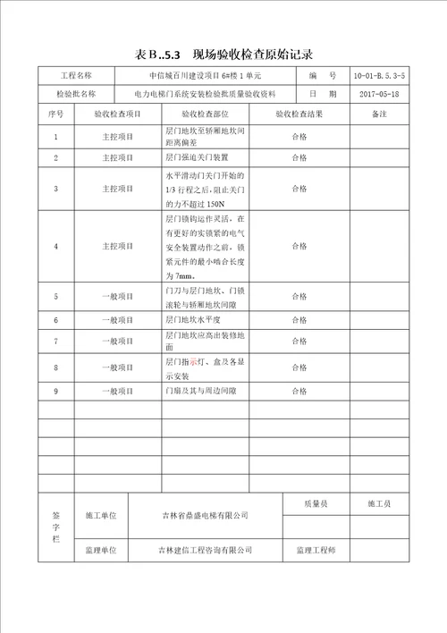 电梯施工检验批2017版共21页