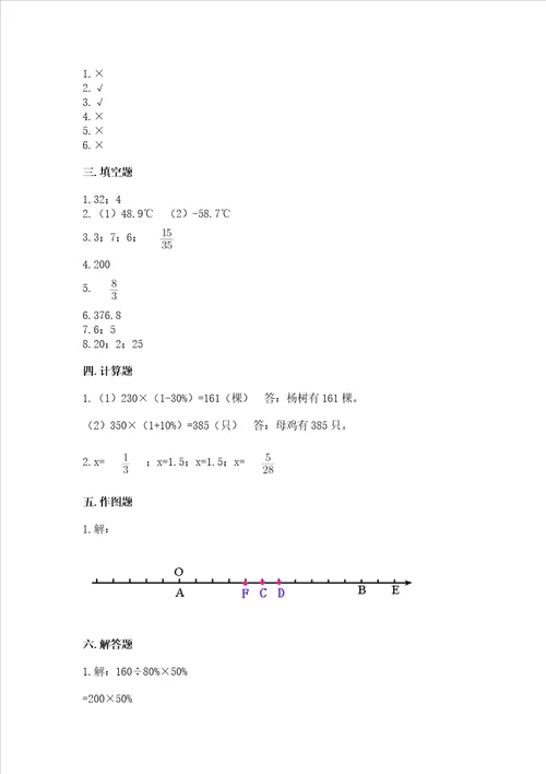 小学数学六年级下册期末测试卷典优