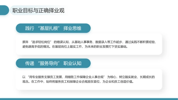 通用版大学生职业生涯发展展示职业生涯规划（人力资源方向）PPT