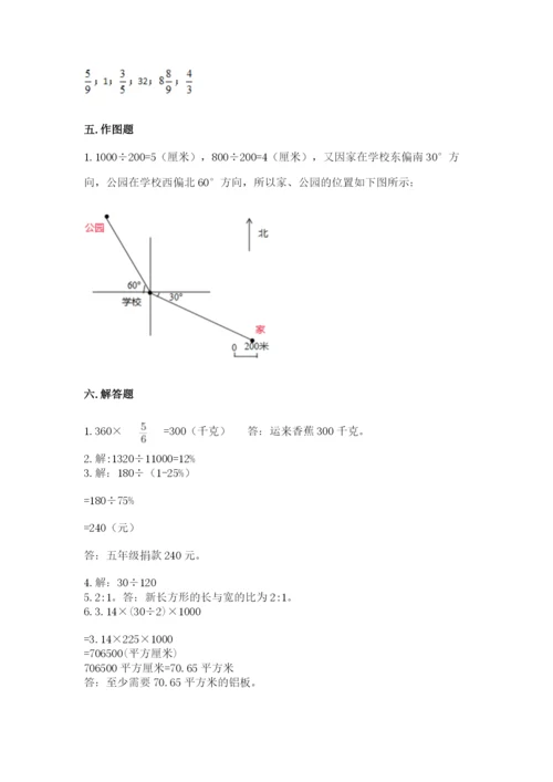 2022人教版六年级上册数学期末测试卷含答案【研优卷】.docx