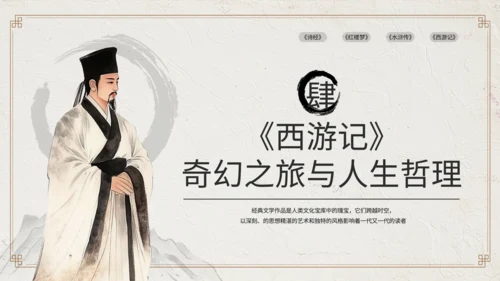 黄色中国风经典文学作品赏析PPT
