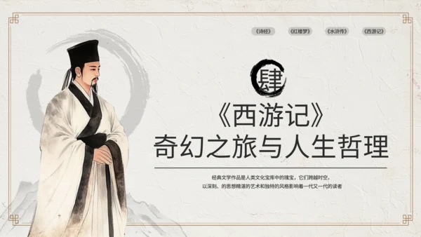 黄色中国风经典文学作品赏析PPT