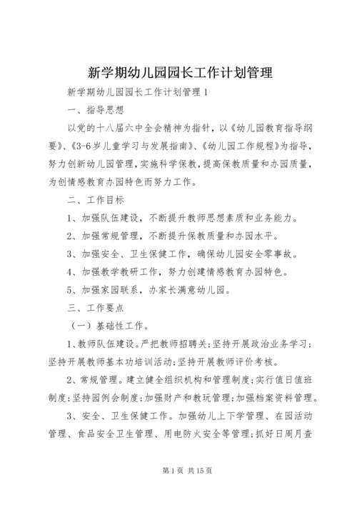 新学期幼儿园园长工作计划管理.docx