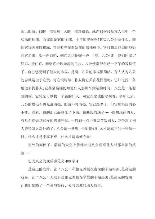忠犬八公的观后感范文400字