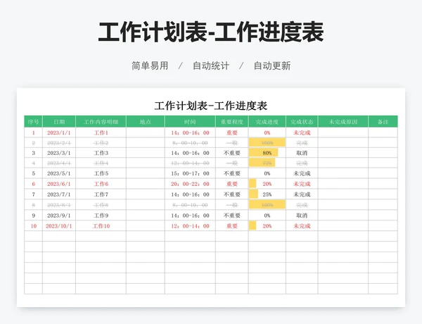 工作计划表-工作进度表