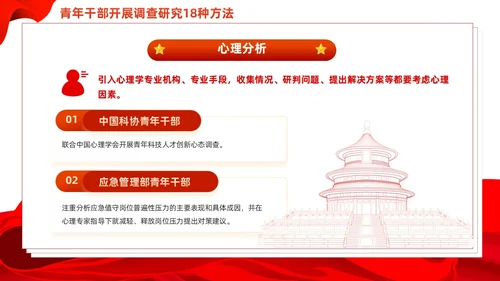红色简约青年干部开展调查研究18种方法党课PPT党建