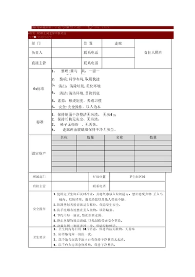 外围区域责任卡