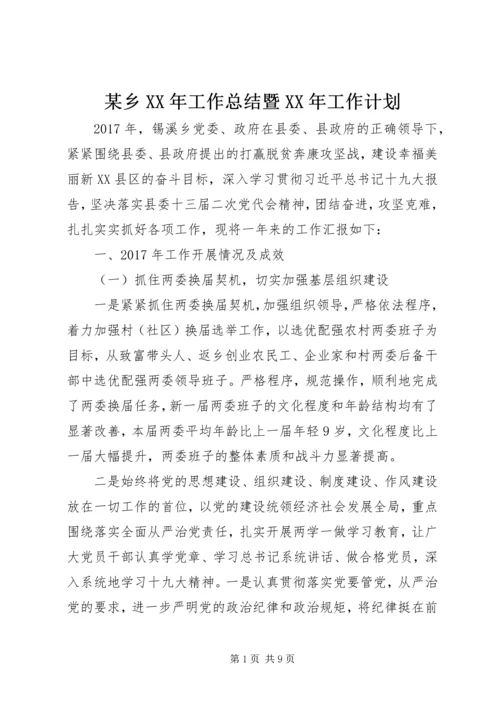 某乡XX年工作总结暨XX年工作计划 (2).docx