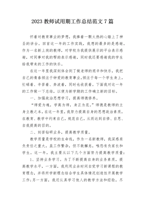 2023教师试用期工作总结范文7篇.docx