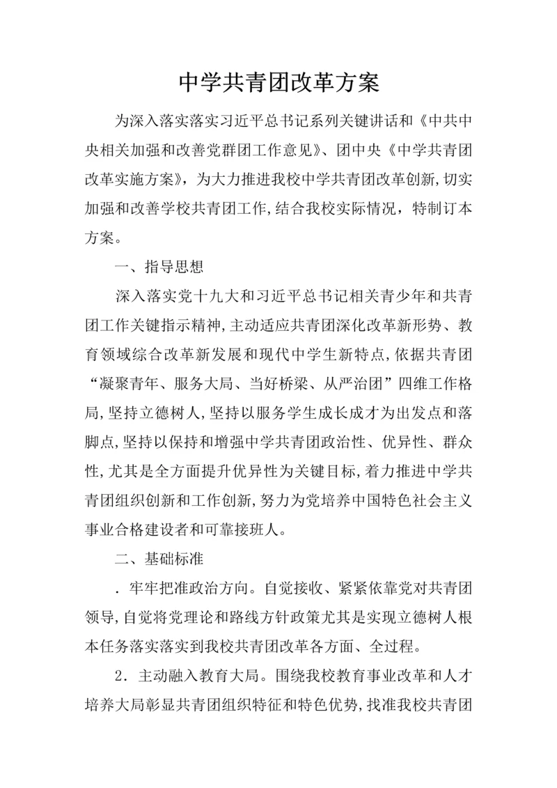 中学共青团改革专业方案.docx