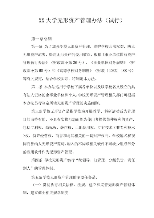 大学无形资产管理办法