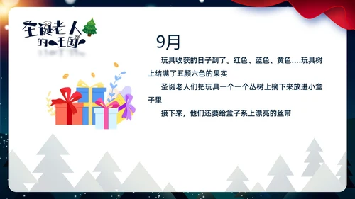 卡通插画风剪纸风圣诞老人的王国ppt圣诞节