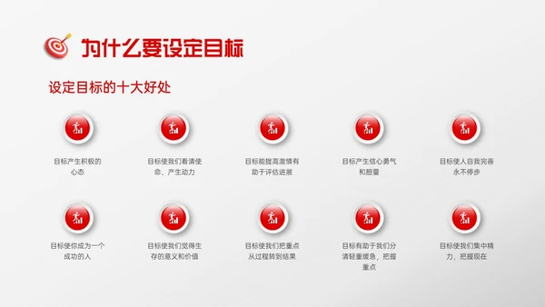 红色微粒体风格目标管理主题班会PPT模板自我管理
