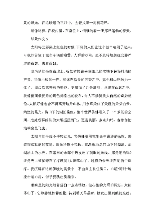 2022年即景五年级单元习作600字