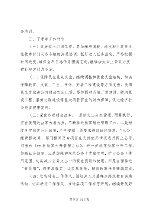 乡镇财政局上半年工作总结和下半年计划.docx