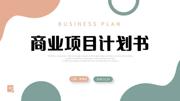 莫兰迪色简约形状商业项目计划书PPT商业计划书