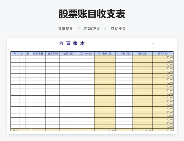 股票账目收支表