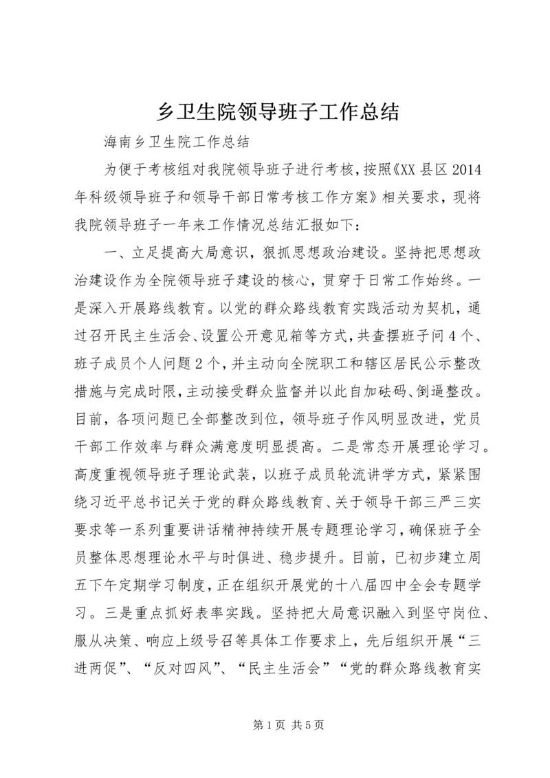 乡卫生院领导班子工作总结.docx