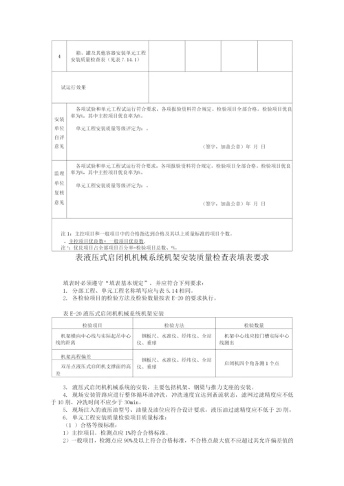 水利工程水工金属结构安装液压式启闭机单元工程安装质量验收评定表填表要求.docx