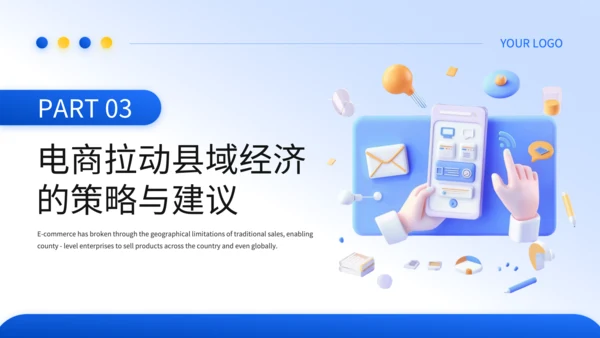 蓝色3D风电商对县域经济拉动效应的毕业答辩PPT