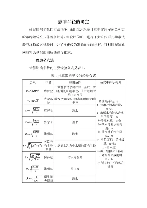 影响半径的确定