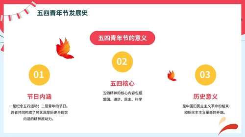 卡通手绘五四青年节节日科普PPT模板