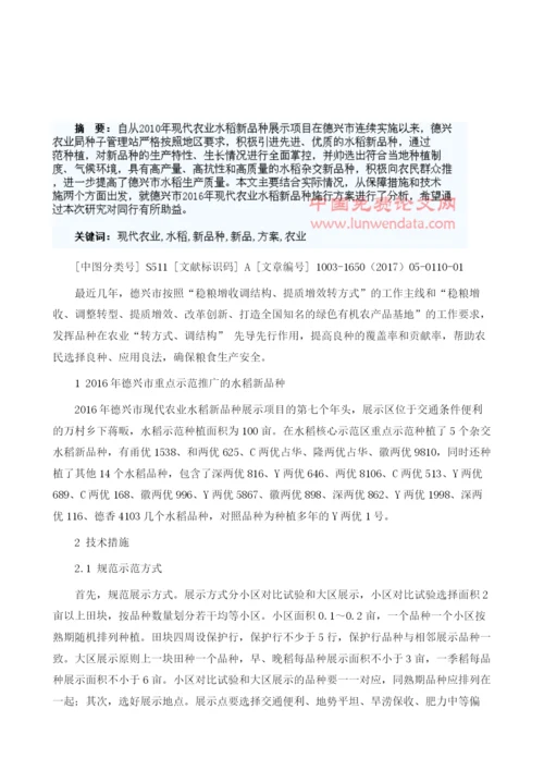 现代农业水稻新品种施行方案.docx