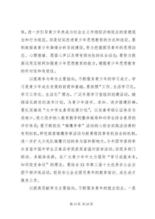 团市委书记徐晓在共青团XX市十四届二次全委（扩大）会上的报告.docx