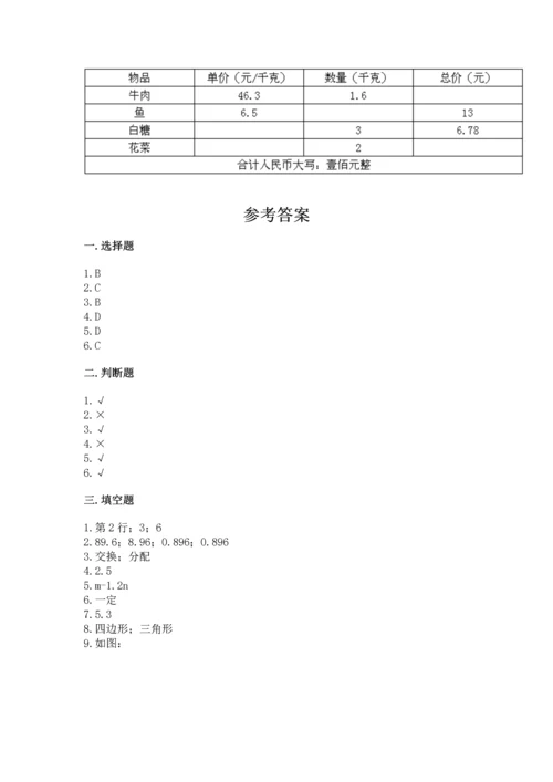 人教版数学五年级上册期末考试试卷附答案（典型题）.docx