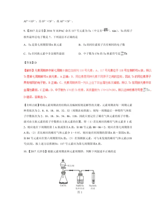 2016—2018高考化学试题专题07物质结构元素周期律含解析.docx