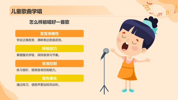 橙色卡通风小学音乐课件PPT模板