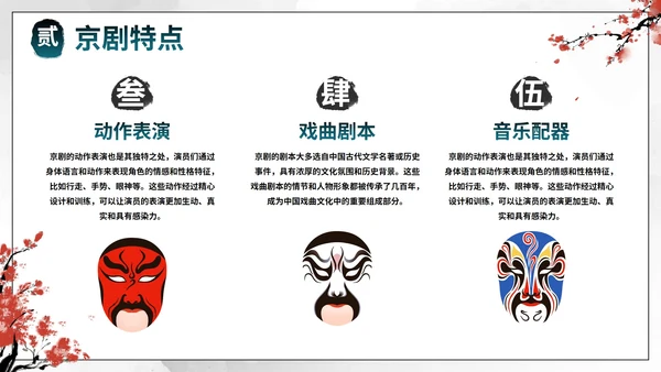 蓝色国风水墨花旦京剧传统文化主题教育PPT模板