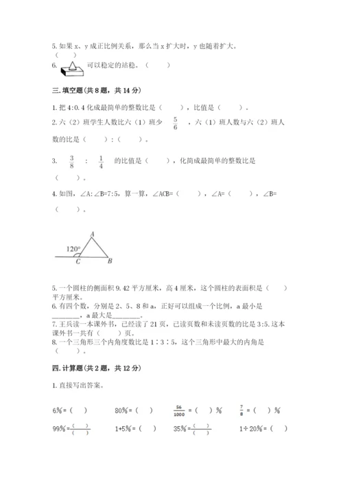 石家庄市新乐市六年级下册数学期末测试卷完整.docx