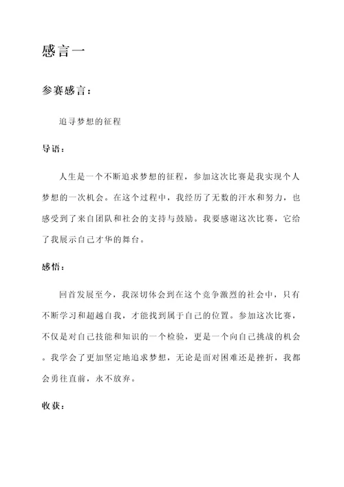 写作的参赛感言