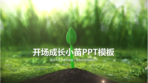 开场视频片头小苗生长发芽开花ppt模板