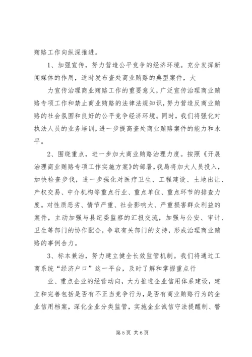 县工商部门治理商业贿赂的工作报告.docx