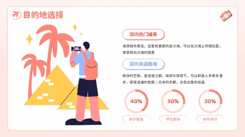粉色插画风欢乐暑期畅享旅游乐趣PPT模板