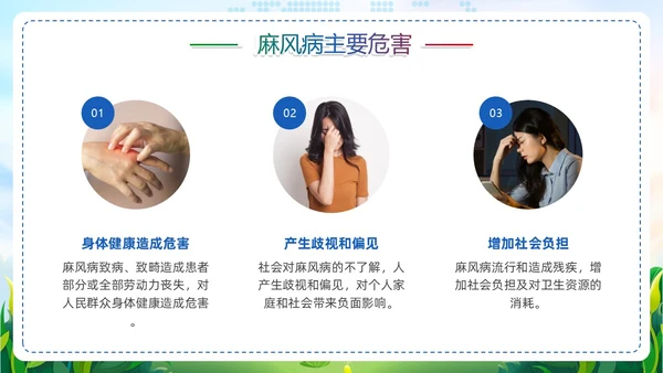 清新展板风麻风病防治知识传染病预防宣传护理PPT护理医疗