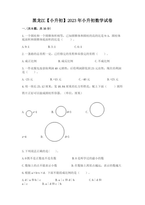 黑龙江【小升初】2023年小升初数学试卷（轻巧夺冠）.docx