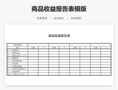 商品收益报告表模版