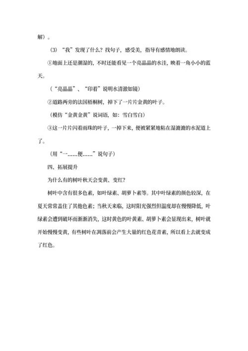 三年级《铺满金色巴掌的水泥道》教案word模板