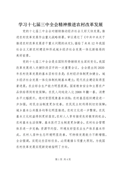 学习十七届三中全会精神推进农村改革发展 (4).docx