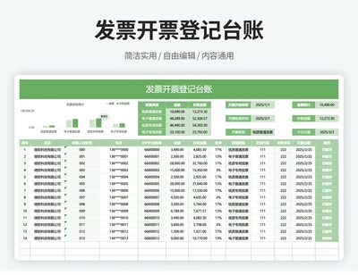 公司发票开票登记台账