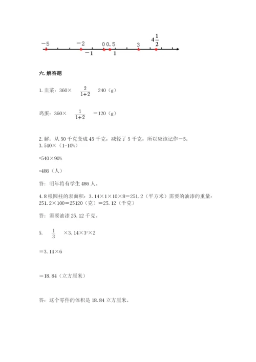 人教版六年级下册数学期末测试卷及答案【全国通用】.docx