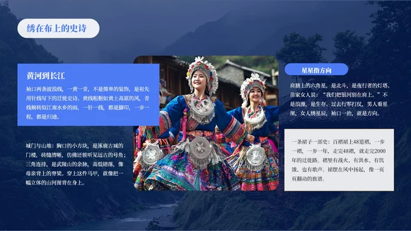 蓝色创意风少数民族苗族介绍PPT模板