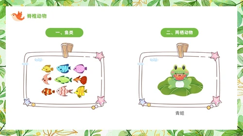 绿色可爱卡通风认识小动物知识介绍PPT世界动物日