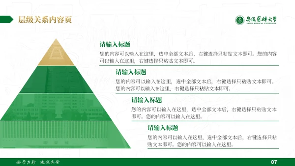 绿金配色安徽医科大学通用PPT模板