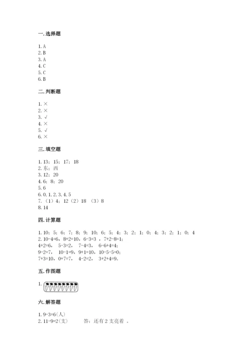小学数学试卷一年级上册数学期末测试卷精品（突破训练）.docx